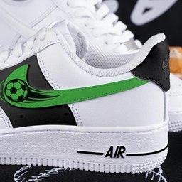 Custom Air Force 1 White Black With Soccer Ball Pattern - view 5