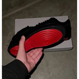 Custom Air Force 1 Black Glitter And Red Sole - view 3
