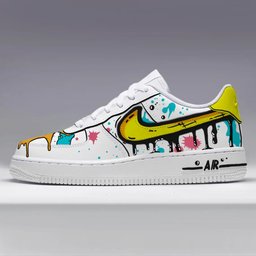 Custom Air Force 1 White Yellow Graffiti Splatter Design
