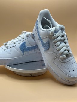 Custom Air Force 1 White Blue Dripping Rhinestones - view 4