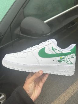 Custom Air Force 1 White Green Eagle Design