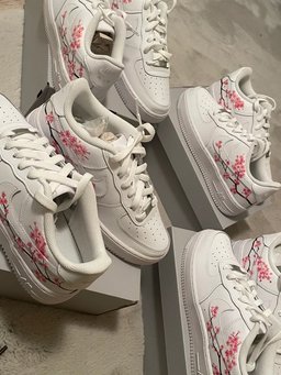 Custom Air Force 1 White Pink Cherry Blossom Design - view 4