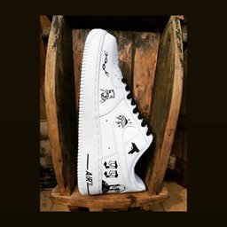 Custom Air Force 1 White With Black Butterfly And Graffiti Patterns - view 3