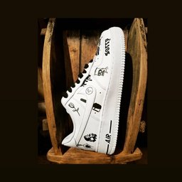 Custom Air Force 1 White With Black Butterfly And Graffiti Patterns - view 4