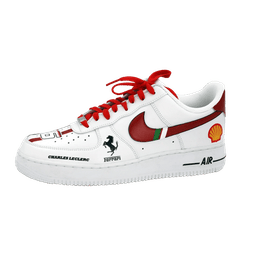 Custom Air Force 1 White With Ferrari Logos And Red Accents - view 2