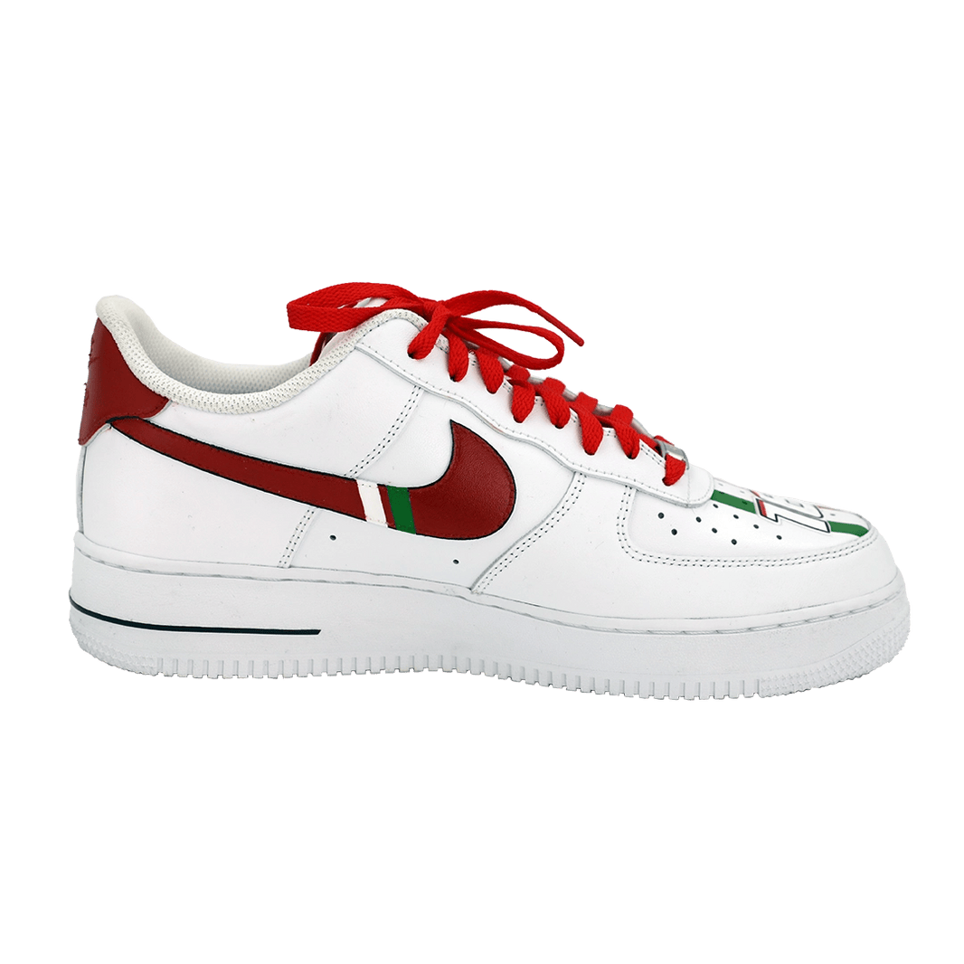 Custom Air Force 1 White With Ferrari Logos And Red Accents