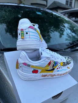 Custom Air Force 1 White School Supplies Pattern - view 3