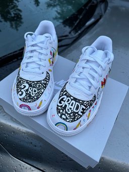 Custom Air Force 1 White School Supplies Pattern - view 4