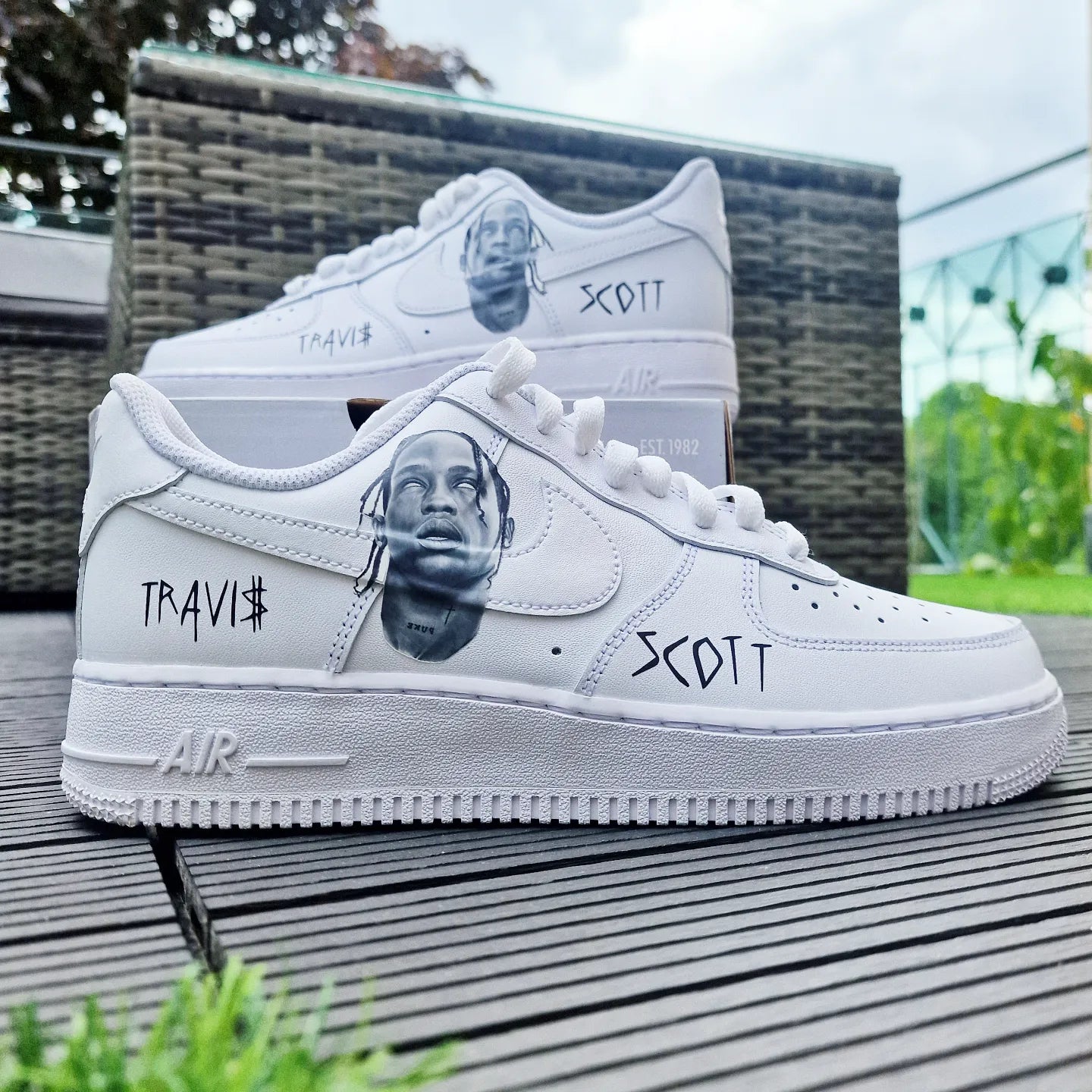Custom Air Force 1 White Travis Scott Portrait