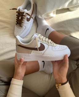 Custom Air Force 1 White Beige Brown Swoosh
