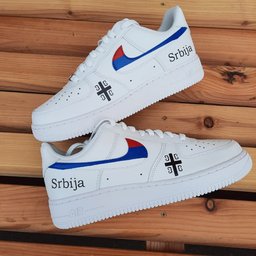 Custom Air Force 1 White Serbia Flag Cross Design - view 2