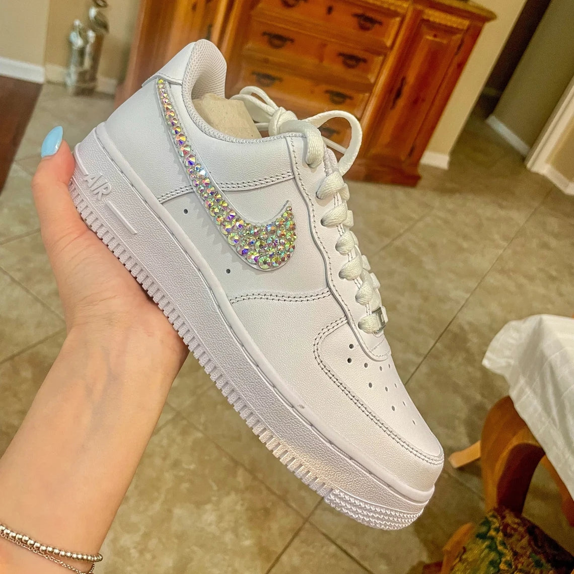 Custom Air Force 1 White With Rhinestones