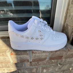 Custom Air Force 1 White With Pearl And Rhinestone Embellishments - view 2