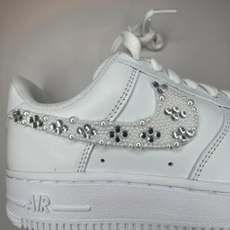 Custom Air Force 1 White With Pearl And Rhinestone Embellishments - view 3
