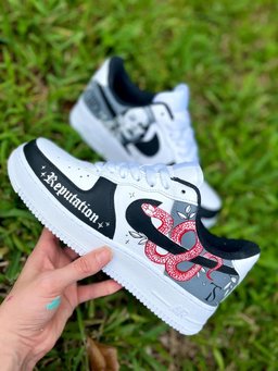 Custom Air Force 1 Black White Taylor Swift Reputation Theme - view 3
