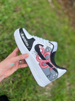Custom Air Force 1 Black White Taylor Swift Reputation Theme - view 5