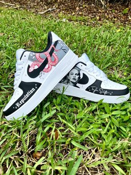 Custom Air Force 1 Black White Taylor Swift Reputation Theme - view 6