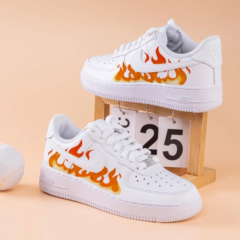 Custom Air Force 1 White Flame Pattern