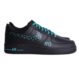 Custom Air Force 1 Black Teal Star Pattern - view 2