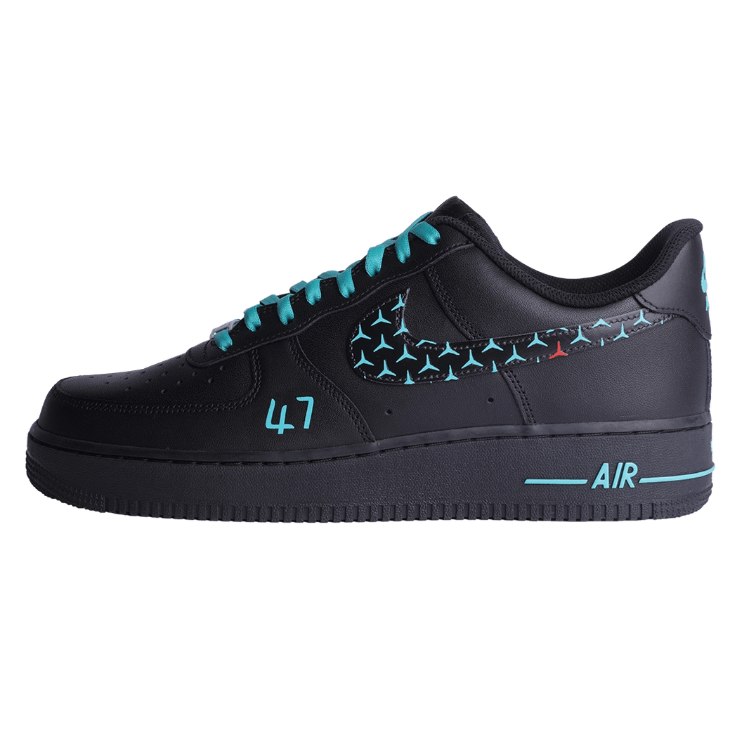 Custom Air Force 1 Black Teal Star Pattern