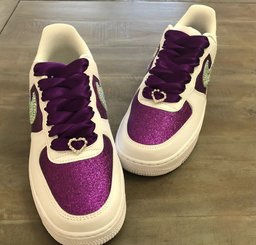 Custom Air Force 1 White Purple Glitter White Rhinestones - view 3