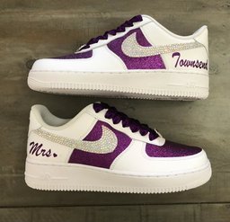 Custom Air Force 1 White Purple Glitter White Rhinestones - view 2