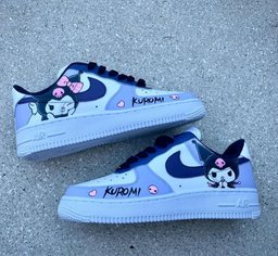 Custom Air Force 1 Baby Blue Kuromi Pattern - view 2