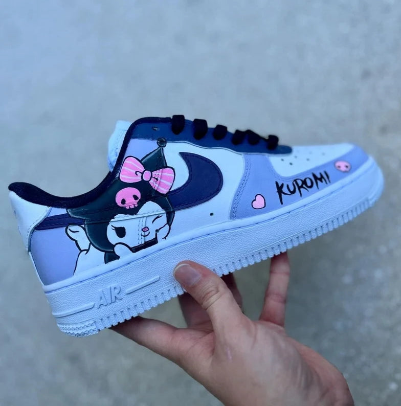 Custom Air Force 1 Baby Blue Kuromi Pattern