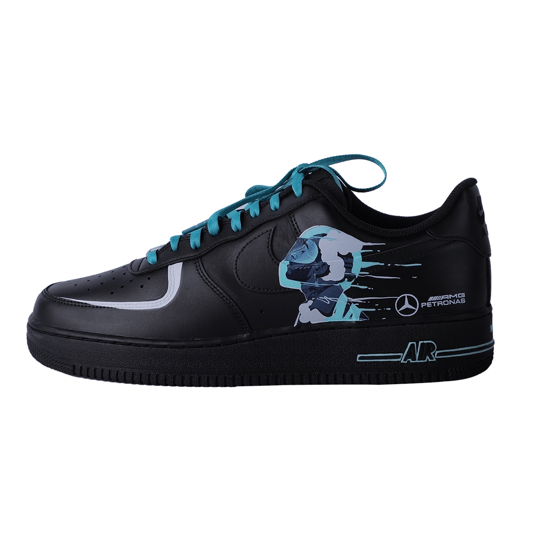 Custom Air Force 1 Black Teal Racing - Theme