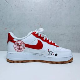 Custom Air Force 1 White Red Cornell Theme Stars - view 3