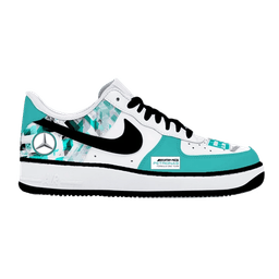 Custom Air Force 1 White Teal With Mercedes Pattern