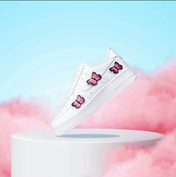 Custom Air Force 1 White With Pink Gradient Butterflies