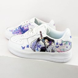 Custom Air Force 1 White With Anime Character And Butterflies - view 2