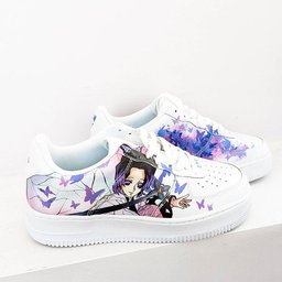 Custom Air Force 1 White With Anime Character And Butterflies