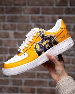 Custom Air Force 1 Yellow White Lakers And Kobe Bryant Design - view 2