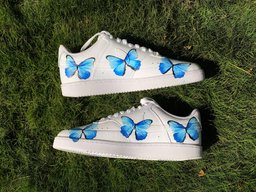 Custom Air Force 1 White With Blue Butterflies - view 2