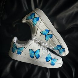 Custom Air Force 1 White With Blue Butterflies - view 3