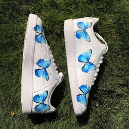 Custom Air Force 1 White With Blue Butterflies - view 4