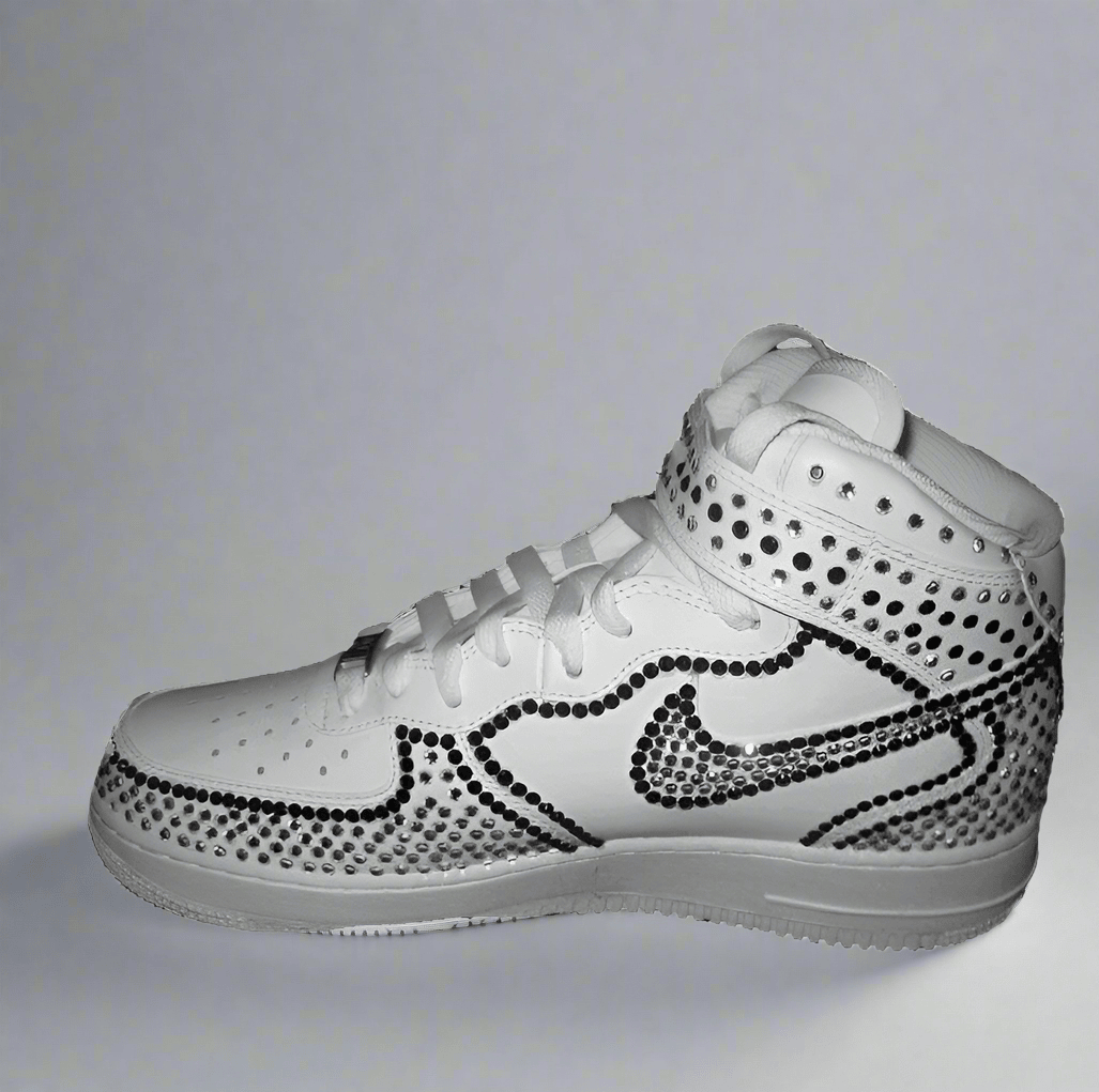Custom Air Force 1 White Studded Rhinestones Design