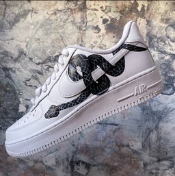 Custom Air Force 1 White Graphic And Snake Print - view 2