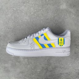 Custom Air Force 1 White With Blue And Yellow Stripes And RKC Logo