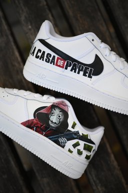 Custom Air Force 1 White Money Heist Character Pattern - view 2
