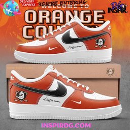 Custom Air Force 1 Orange Hockey Mask Design