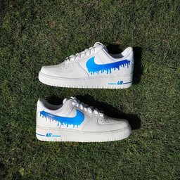 Custom Air Force 1 White Blue Drip Design - view 2