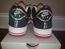 Custom Air Force 1 Red Black With Rhinestones - view 3
