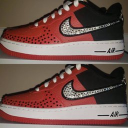 Custom Air Force 1 Red Black With Rhinestones