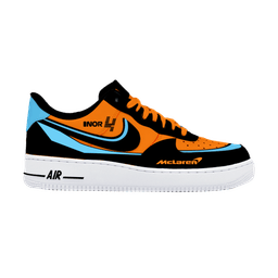 Custom Air Force 1 Orange Black And Baby Blue Logo Design