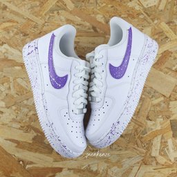 Custom Air Force 1 White Purple Splatter Design - view 2