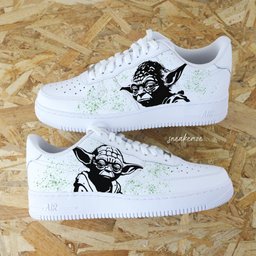 Custom Air Force 1 White Yoda Graphic
