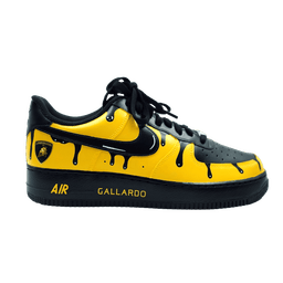 Custom Air Force 1 Yellow Black Drip Pattern Lamborghini Logo - view 2